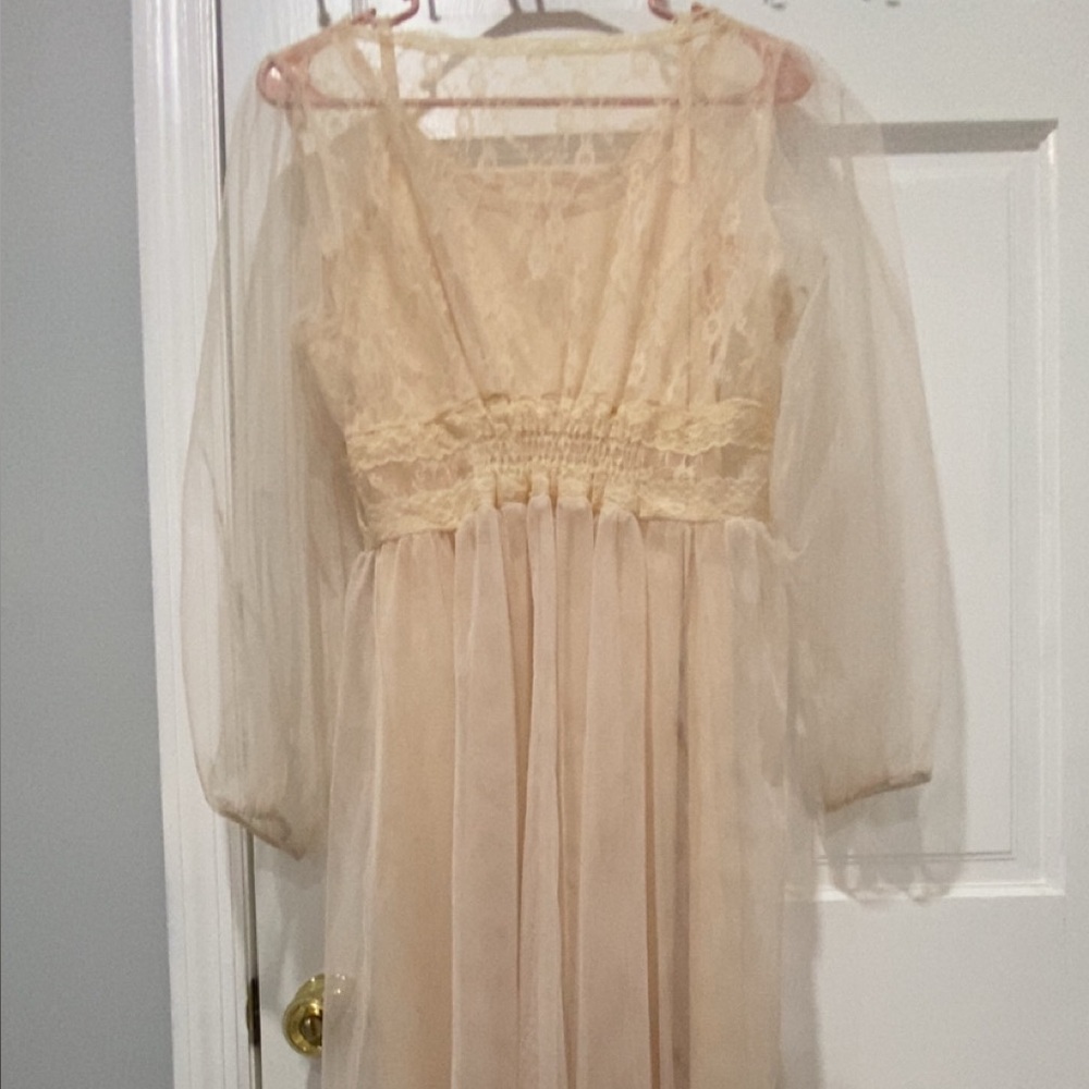 Elegant Cream Sheer Dress